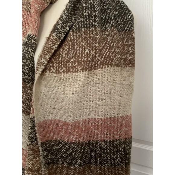 Boutique Womens Scarf Wrap Shawl Brown Dk Chocolate Mauve Beige 69 x 26 Fringe - Picture 4 of 8